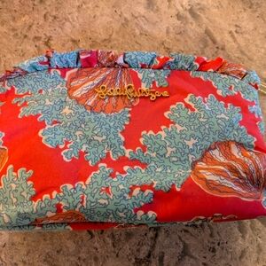 Lilly Pulitzer Red and Blue Cosmetic Bag with Floral Design